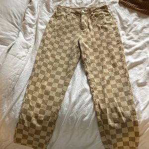 Vestique Checkered Tan Jeans